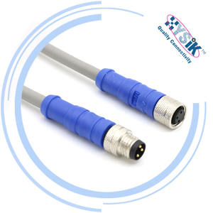 สายเคเบิลเชื่อมต่อ M8แบบ180DEG 3ขั้วต่อแบบตรง IP67ตัวเมีย - Product Image 4