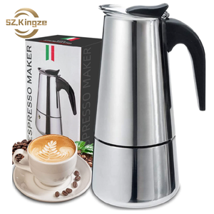 Kingze <span class=keywords><strong>Percolateur</strong></span> à café en acier inoxydable avec logo personnalisé 2 4 6 9 12 tasses Machine à expresso Moka Pot - Product Image 1