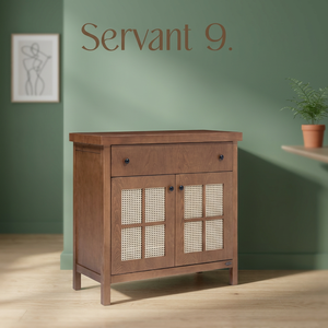 Buffet console moderne en bois massif avec portes shaker et finition chêne pour salon - Product Image 2