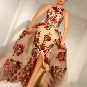 Elegante donna con paillettes rosa abito floreale <span class=keywords><strong>sposa</strong></span> <span class=keywords><strong>damigella</strong></span> d'onore abito da sera lungo formale - Product Image 2