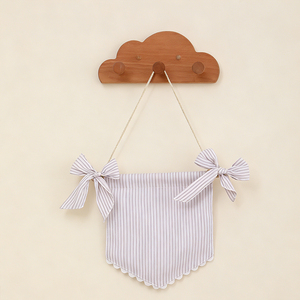 Bandera de Bienvenida para Bebé de Algodón <span class=keywords><strong>a</strong></span> Rayas con Logotipo Personalizado, Lazos de Cuadros y Borde Festoneado, Banner para Fotos - Product Image 3