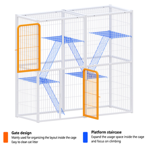 Vente en gros de cages d'élevage de luxe pour chats de plusieurs tailles <span class=keywords><strong>Cage</strong></span> de clôture pour animaux de compagnie avec roues en acier inoxydable et lapin à 3 couches - Product Image 6