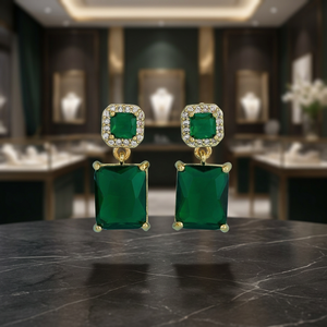 Trendy <b>Wreath</b> Accessories 193085 Dazzling Women's Geometric Party Earrings Gold Polish Zircon Diopside Stones 3g Set Bracelet - Product Image 2