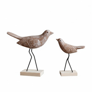 Decorazione Artigianale <span class=keywords><strong>in</strong></span> <span class=keywords><strong>Legno</strong></span> di Innamorati - Scultura Creativa di Coppia di Uccelli per Ingresso, Mensola e Soggiorno, Calore Rustico per la Casa - Product Image 6