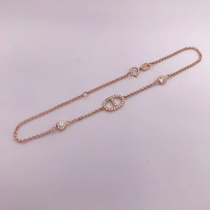 New Dainty 18k Real Gold <b>Fine</b> Chain Cubic Zirconia Charm Pig Nose Pendant Bracelet 18k Gold Jewelry Real with Diamond for Women - Product Image 5