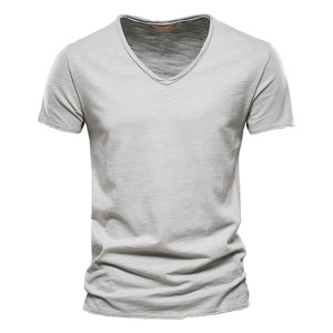 T-<span class=keywords><strong>Shirt</strong></span> <span class=keywords><strong>col</strong></span> en <span class=keywords><strong>V</strong></span> Pour <span class=keywords><strong>homme</strong></span>, personnalisé, couleur unie, blanc, <span class=keywords><strong>profond</strong></span> et simple, vente en gros - Product Image 1