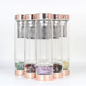Bouteille en cristal avec couvercle en or Rose, pierres précieuses naturelles, en Quartz, avec Logo personnalisé - Product Image 2