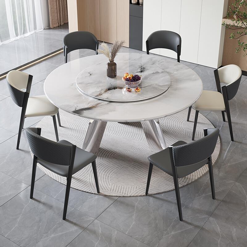 Modern Round Dining Table with Rotating Lazy Susan Turntable, Large ...