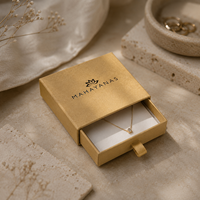 Caja de Regalo de Cartón Kraft Natural con Cinta Dorada, Caja Deslizante Rígida Personalizada, Regalo Corporativo, Recuerdo de Boda, Materiales Reciclados Ecológicos, Moderna
