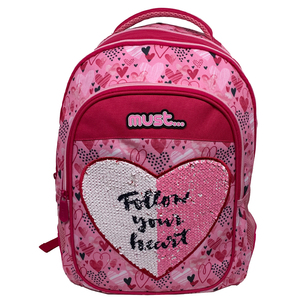 2019 promocional barato de las niñas y los niños reversible lentejuelas corazón elegante bolsa de escuela mochila - Product Image 1