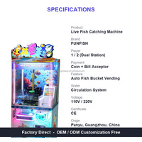 Machine de pêche à monnayeur directe usine avec seau à poissons automatique, jeu d'arcade de pêche double station pour
