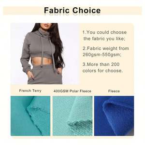 Wholesale Crop Top Sweatshirt Custom Logo Heavyweight Blank Fleece Pullover Oversized Plain Women's <b>Slim</b> Fit Hoodies - Product Image 2