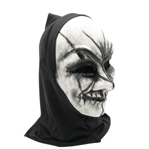 Topeng Joker pembunuh biarawati <span class=keywords><strong>Halloween</strong></span> gila Cosplay gaya seram dengan Hood untuk pesta tema pria terbakar dan pernikahan - Product Image 3