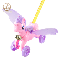 Mini jouets animaux de dessin animé à pousser à la main, licorne pour bébé et tout-petit, jouet à pousser et à tirer, apprentissage précoce, marcheur pour bébé, musique