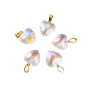 Liontin liontin hati cinta kaca kristal warna-warni liontin jimat penyembuhan untuk membuat perhiasan kalung gantungan kunci Aksesori Anting - Product Image 3