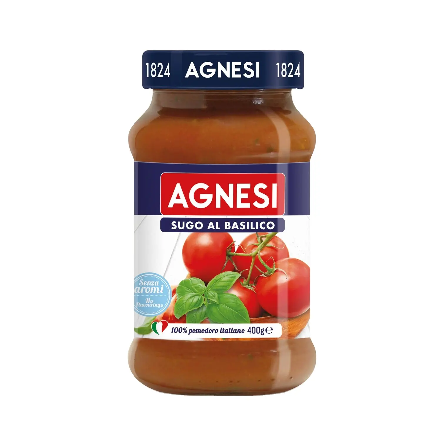 Sauce pour pâtes infusée au basilic naturel-AGNESI Sugo Basilico 400g-Plongez dans la fraîcheur du basilic italien