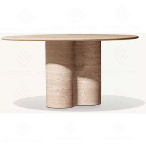 โต๊ะรับประทานอาหารทรงกลมหินอ่อนตกแต่งแบบสั่งทำพิเศษ ขาโต๊ะแข็งแรง ดีไซน์ร่วมสมัย โต๊ะอาหารหินอ่อนธรรมชาติ เฟอร์นิเจอร์ห้องครัว - Product Image 4