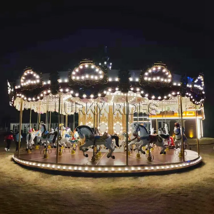 Elektrische Merry Go Round Pretpark Carrousel Ritten Voor Winkelcentrum, Kinderen Ritten Carrousel Paardrijden