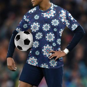 Dropshipping Korte Mouw Plus Size Voetbalshirt Op Maat Bedrukt Patroon Polyester Voetbalshirt T-Shirt Kleding - Product Image 5