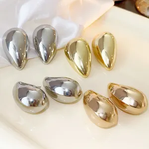 Kaimei Fashion Jewelry Simple water drop earrings chunky tear drop copper 18k gold geometry minimal copper earrings wholesale