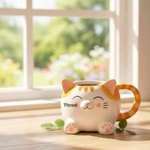 Taza de Café con Diseño de Gato Adorable - 16 oz, Cerámica Hecha a Mano, Regalo para Amantes de los <span class=keywords><strong>Gatos</strong></span>, Apta para Microondas, Congelador y Lavavajillas, Diseño de Gato Naranja - Product Image 3