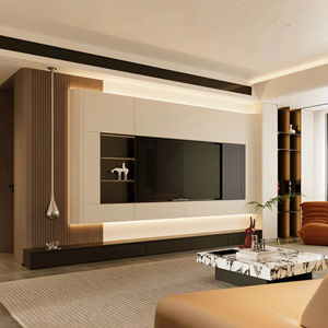 Lemari TV Dinding Ruang Tamu Custom Pabrik, Gaya Modern Minimalis, Terintegrasi di Dinding - Product Image 1