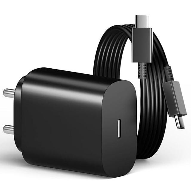 BIS India Pin 25W PD 3.0 Charger Adapter with Type C to C Cable Fast Charger Compatible with Samsung Galaxy