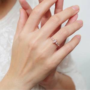 Anillo de compromiso de Plata de Ley 925 con diseño minimalista para mujer, sortija de corte <span class=keywords><strong>Marquesa</strong></span>, morganita rosa - Product Image 6
