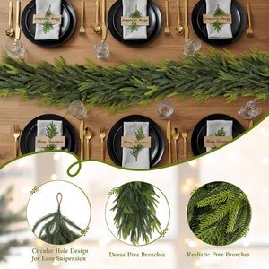 Guirlande de Noël artificielle en <span class=keywords><strong>sapin</strong></span> noble de 1,8 m et 2,7 m, toucher réaliste, verdure de pin pour cheminée, escalier, porte d'entrée, décoration intérieure - Product Image 4