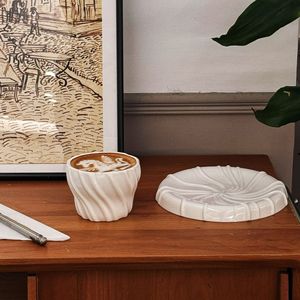 Vintage Design Ceramic Porcelain Latte Art Coffee <b>Cup</b> Irregular Dessert Plate Handmade Eco-Friendly 250mL Afternoon Tea Parties - Product Image 1