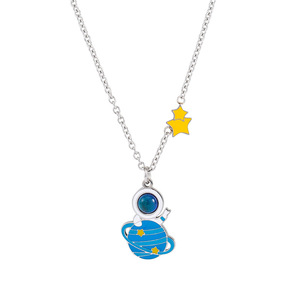 Collar de Astronauta Trendy Planet, Colgante de Acero Inoxidable con Esmalte de Dibujos Animados, Regalo para Hombres y Mujeres - Product Image 5