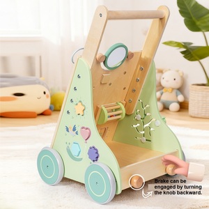 Marche-bébé en <span class=keywords><strong>bois</strong></span>, poussette à pousser et à tirer, jouet d'apprentissage pour tout-petits, jouet éducatif pour le développement - Product Image 3