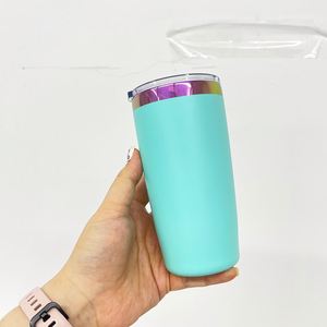 Magnetic Sliding Lid 10Oz Plated Coffee Mugs Cups Keep Hot & Cold Rainbow Underneath Tumbler With <b>Straws</b> - Product Image 4