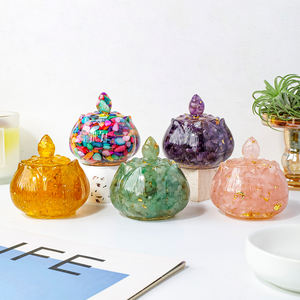 卸売り 天然水晶 さざれ石 ドリップレジン 蓮 ボウル アメジスト シトリン ジュエリーコンテナ 茶筒 - Product Image 1