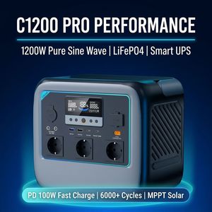 Station d'alimentation portable 1200W, générateur solaire 1280Wh, onde sinusoïdale pure, alimentation de secours extérieure, charge rapide MPPT - Product Image 3