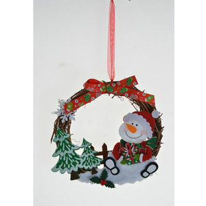 Christmas decoration Wicker wreath festive decorations with Santa Claus/Reindeer/bear decoration - Product Image 1