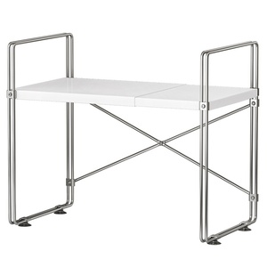 Supporto per Forno a Microonde in Metallo Stile Giapponese, da Appoggio, a Doppio Strato, Telescopico, con Vano Portaoggetti Integrato - Product Image 6