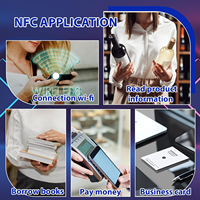 Stock disponible en gros : Étiquette intelligente adhésive passive NFC NTAG213 rectangulaire 21x11mm 13,56 MHz pour cartes de visite et usage hôtelier