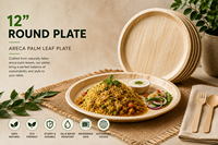 Assiette jetable en feuille de palmier Areca de 12 pouces |   Assiette de restauration robuste, compostable, écologique, qualité export premium