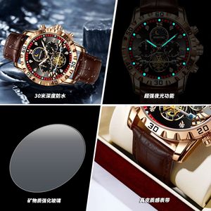 Reloj de Lujo para Hombre Poedagar, Automático, con Fecha y Día de la Semana, Reloj de Pulsera con Tourbillon Hueco, Reloj Mecánico de Acero Inoxidable para Hombre - Product Image 3