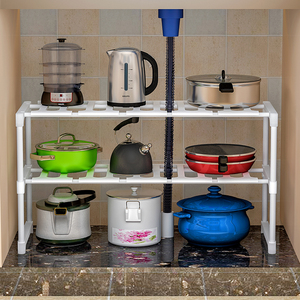Étagère <span class=keywords><strong>de</strong></span> <span class=keywords><strong>rangement</strong></span> multifonctionnelle extensible à 2 niveaux pour la <span class=keywords><strong>cuisine</strong></span> et la salle <span class=keywords><strong>de</strong></span> bain, <span class=keywords><strong>sous</strong></span> l'évier, vente en gros - Product Image 3
