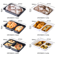 Barquette alimentaire personnalisée blanche et noire en CPET de qualité alimentaire, 2 compartiments, compatible micro-ondes et four, barquettes de cuisson en CPET