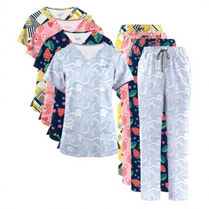 Dental Clinic Custom Nursing Medical Uniform Wholesale <b>Scrubs</b> Suit Jogger Hospital Reusable Floral Printed <b>Scrub</b> <b>Set</b> - Product Image 3