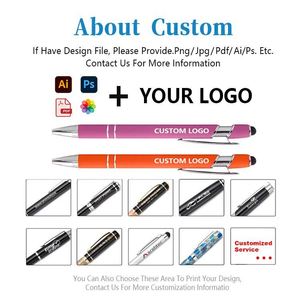 Wholesale Metal 2 in 1 Ballpen Stylus Colorful Company Brand Advertising <b>Gift</b> Office Ballpoint Pen With Custom Logo - Product Image 2