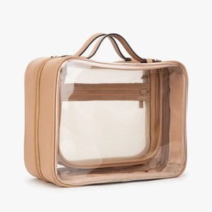Custom Lady Travel Fashion PVC PU Portable <b>Makeup</b> Pouch Zipper for Holder Dual <b>Compartment</b> Clear Case Cosmetic <b>Bag</b> - Product Image 1
