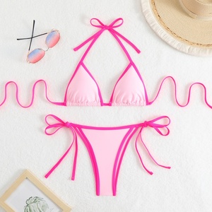 Bikini Micro Sexy con Escote en V Profundo y Tirantes Personalizados para Mujer, Traje de Baño con Tanga, Ropa de Playa - Product Image 6