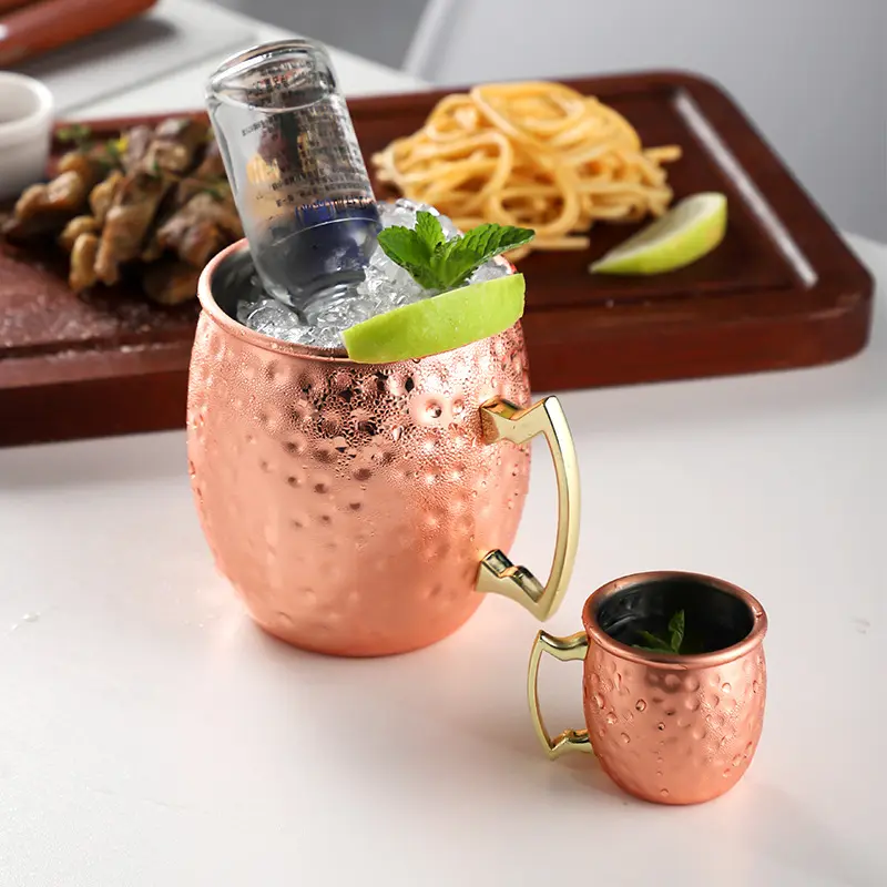 Mug en laiton et rose, 304 cuivre, acier inoxydable, tasse de mulet de moscou, 1 pièce, offre spéciale