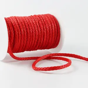 Cuerda trenzada para remolque de camión, cuerda roja de 6mm, 12 hebras, Uhmwpe, para gimnasio, 31,3 kN