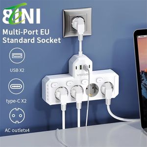 Multiprise standard européenne transfrontalière, convertisseur 1 vers 4 avec interrupteur, prise USB et câble court, alimentation européenne - Product Image 4