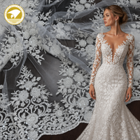 Nuevo Diseño de Tela de Tul Bordada con Lentejuelas de Doble Cara para Vestido de Novia, Encaje Nupcial, Accesorios para Niñas